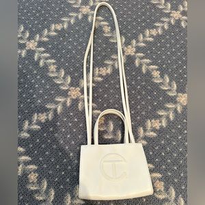 White Telfar small shopping bag